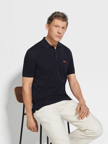 Navy Blue Cotton Polo Shirt SS26 26557216 | Zegna SG