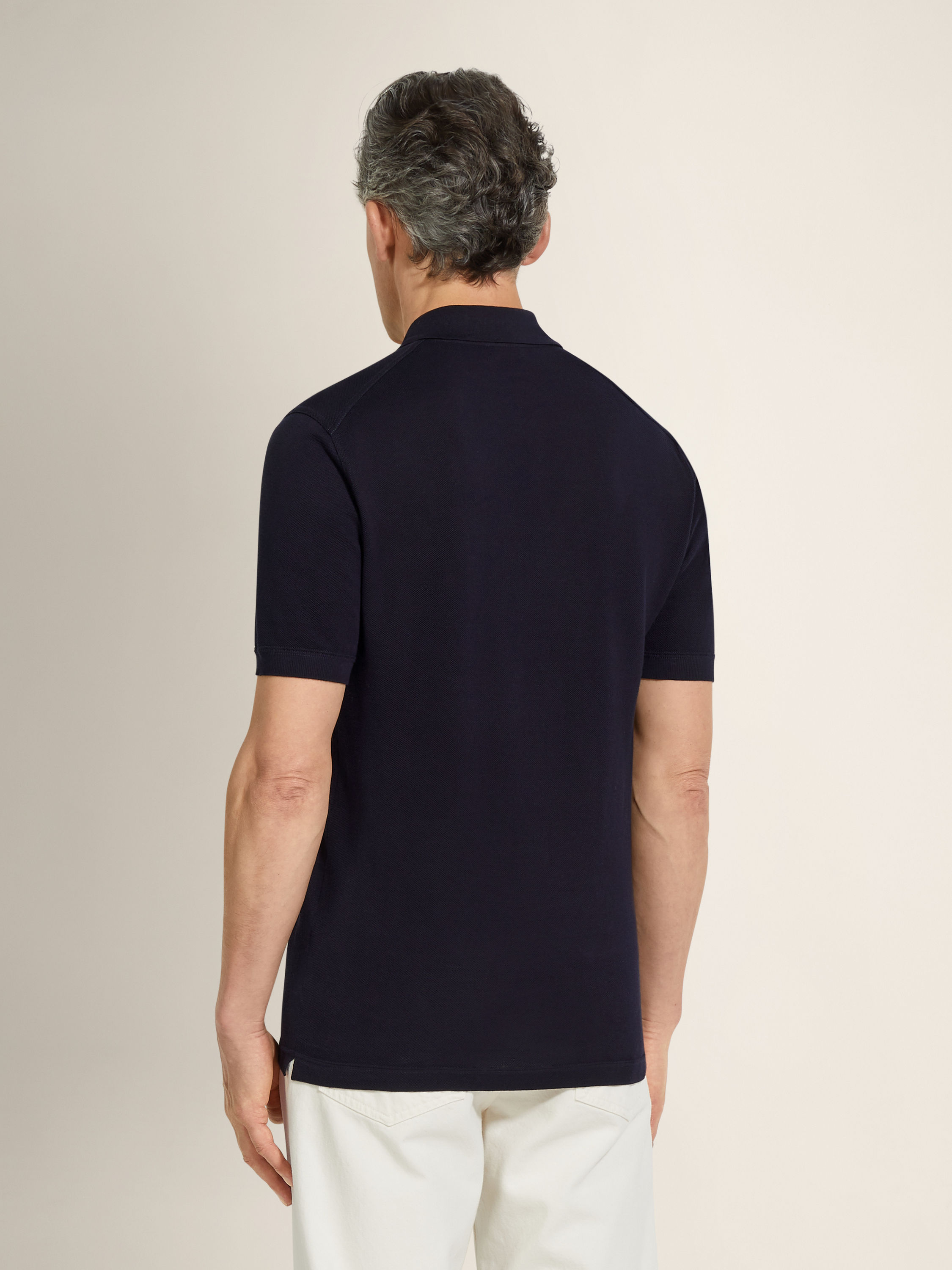 Navy Blue Cotton Polo Shirt Product detail photo #4