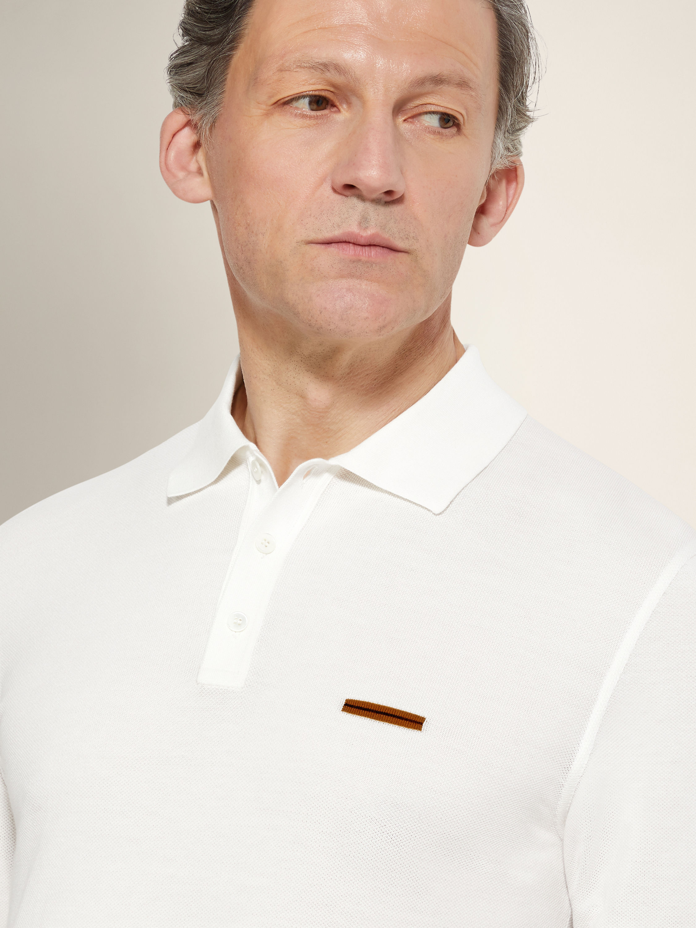 Optical White Cotton Polo Shirt Product detail photo #1