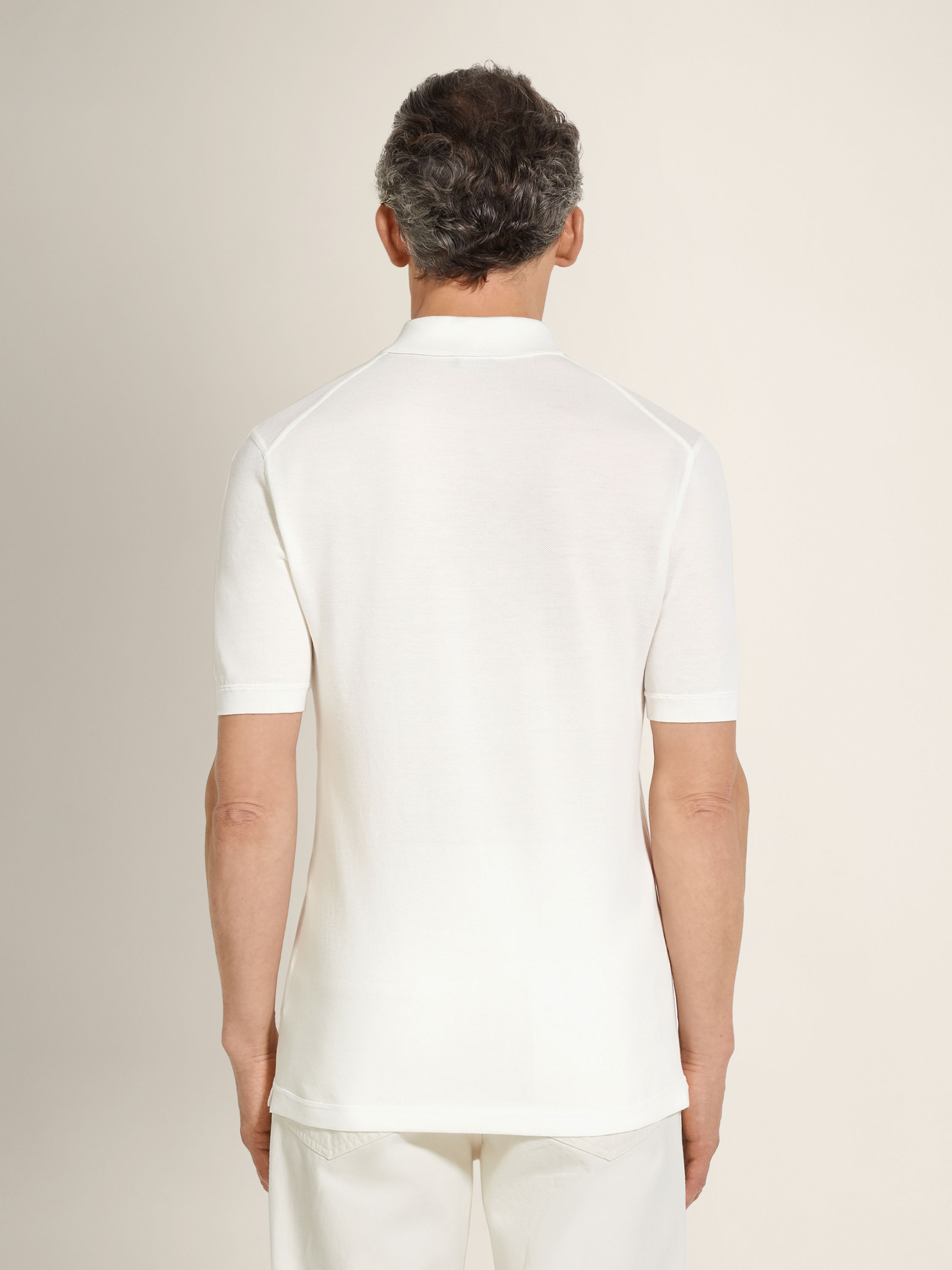 Optical White Cotton Polo Shirt Product detail photo #4
