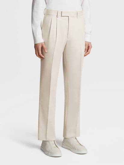 ZEGNA Straight-Leg Cotton and Wool-Blend Twill Trousers for Men