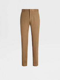 Camel Cotton and Wool Double Pleat Pants FW23 25643679