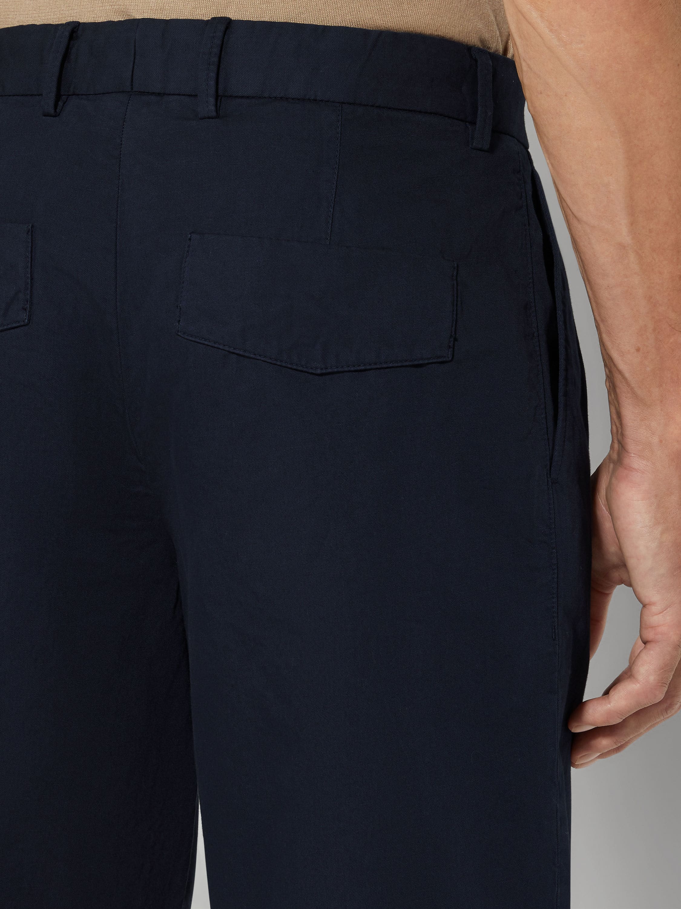 Navy Blue Summer Chino Cotton and Linen Shorts Product detail photo #1