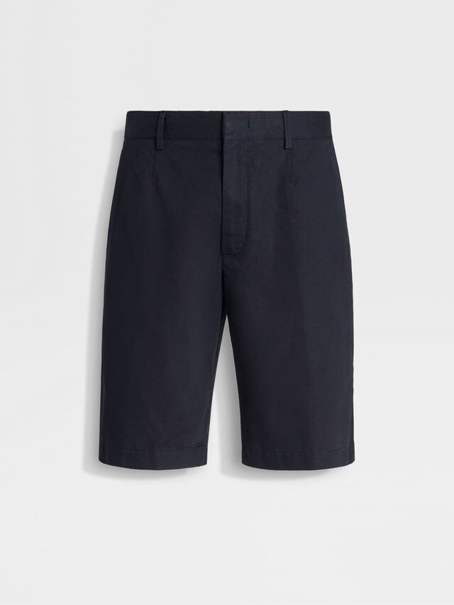 Navy Blue Summer Chino Cotton and Linen Shorts Main product photo