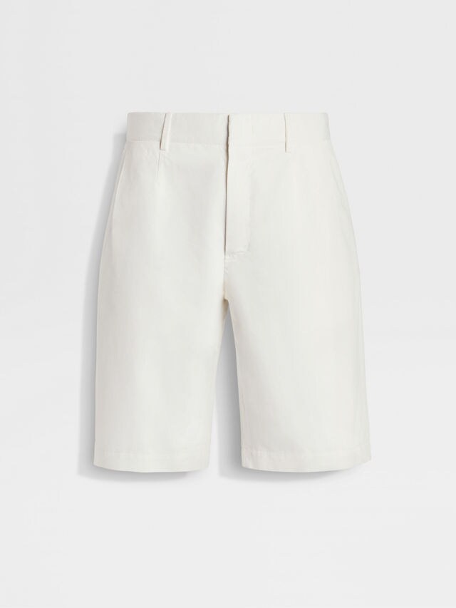 White Summer Chino Cotton and Linen Shorts Main product photo