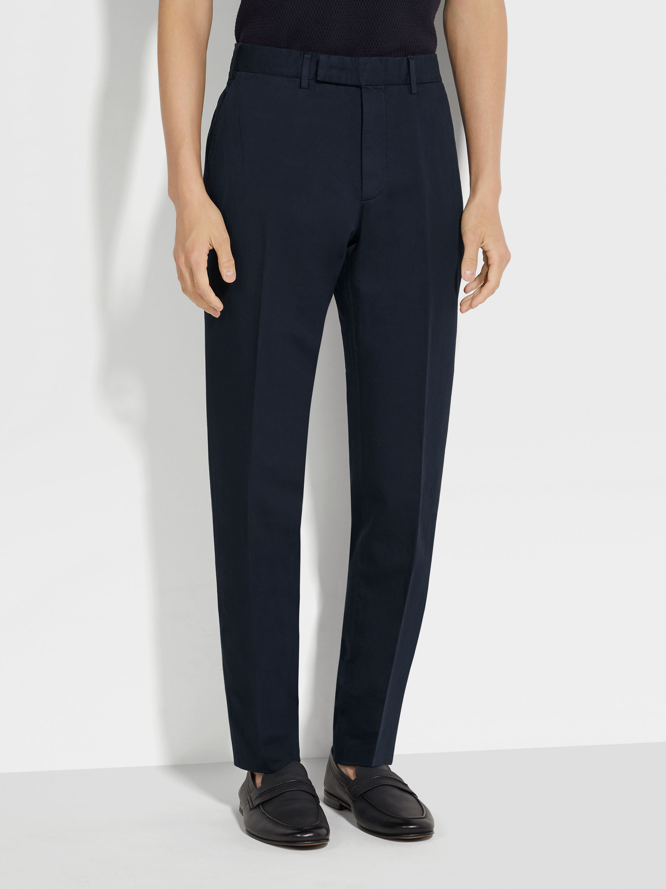 Navy Blue Summer Chino Cotton and Linen Pants Product detail photo #3