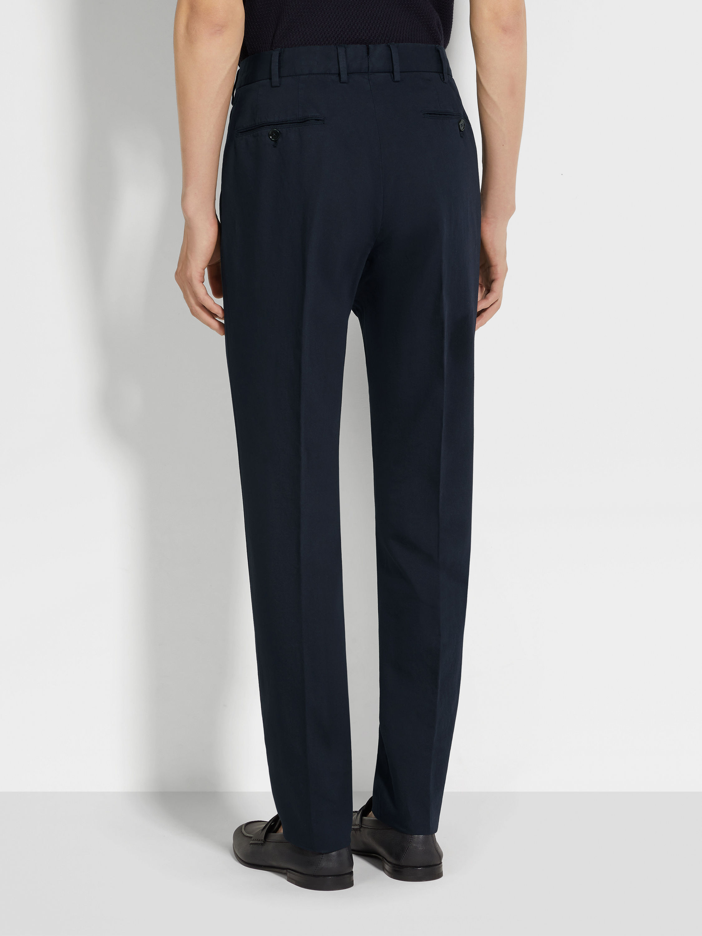 Navy Blue Summer Chino Cotton and Linen Pants Product detail photo #4