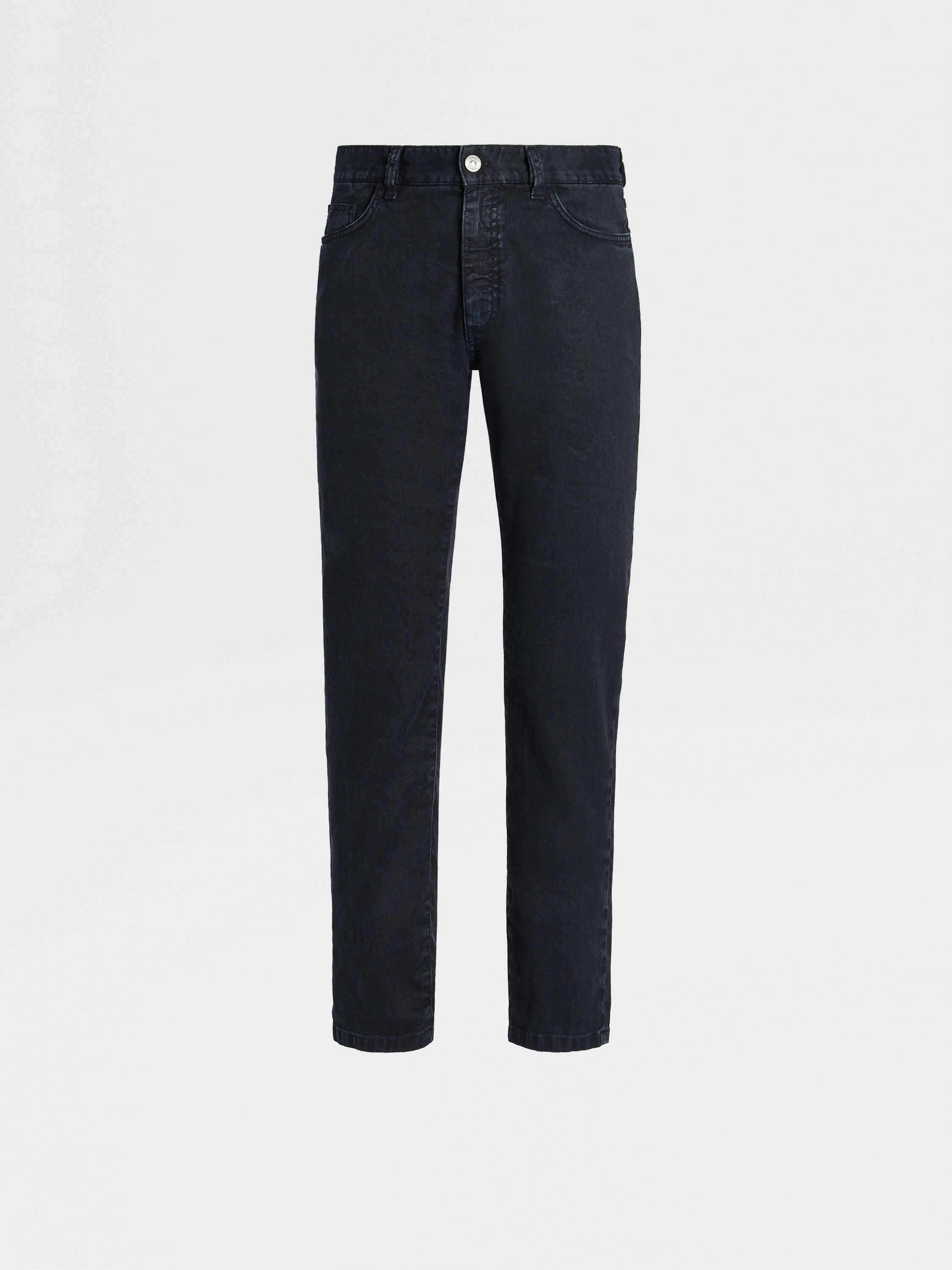 Navy Blue Stretch Linen and Cotton Jeans SS24 26683497 | Zegna US