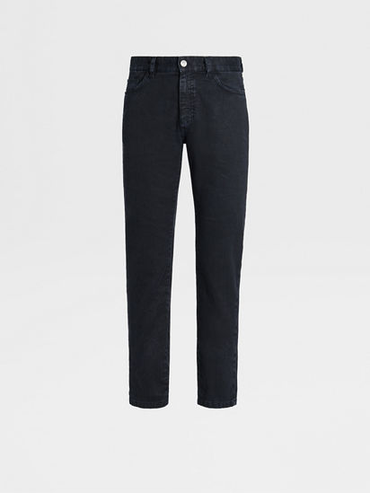 Navy Blue Stretch Linen and Cotton Jeans SS25 26683497 Zegna KR