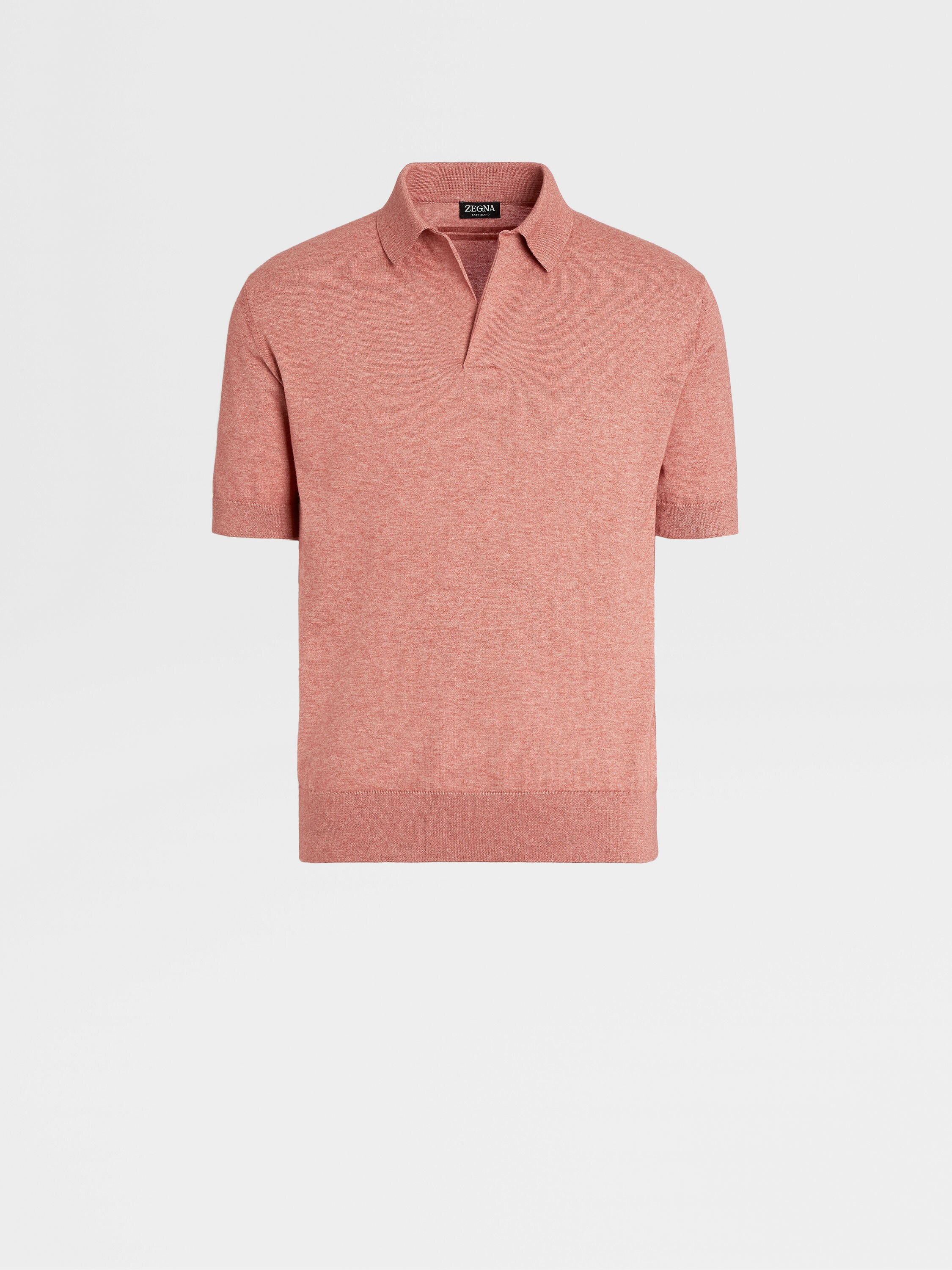 Light Burgundy Mélange Baby Island Cotton and Cashmere Knit Polo 