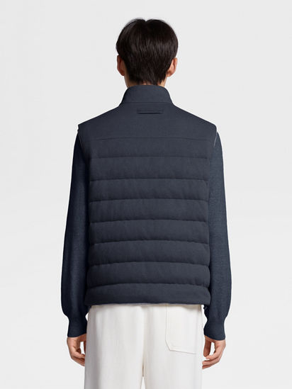 Zegna Oasi Elements Cashmere Down Vest in Navy