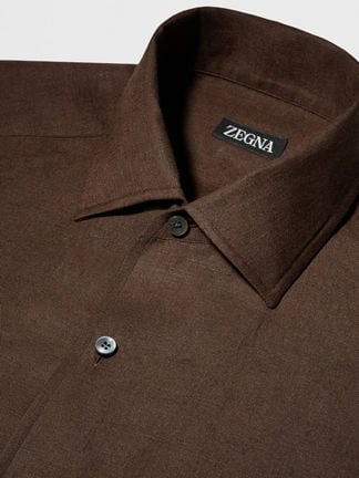 ダークブラウン ピュアリネン 長袖シャツ FW23 26571853 | Zegna JP