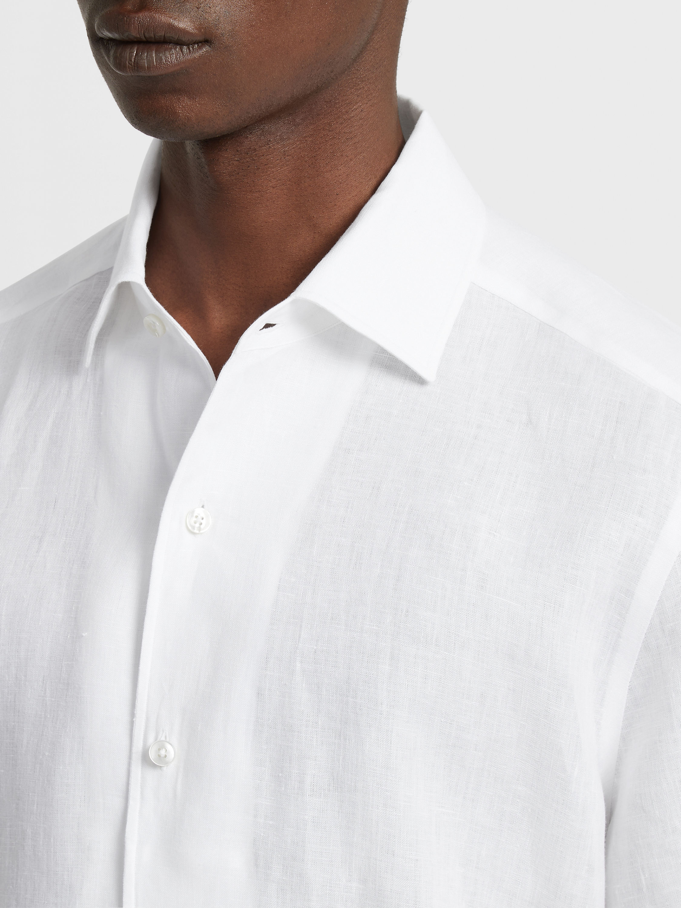 White Pure Linen Short-sleeve Shirt Product detail photo #2