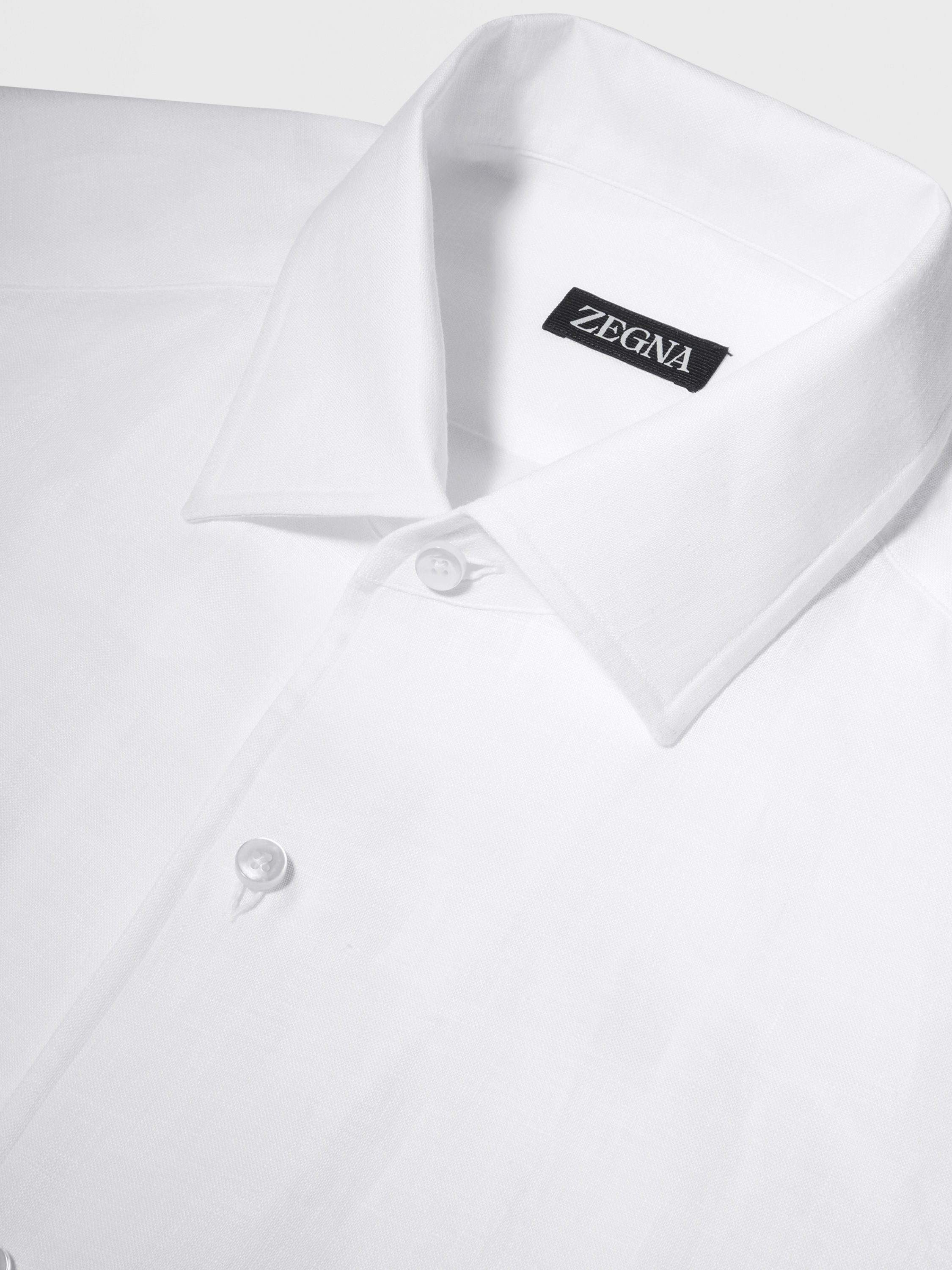 White Pure Linen Long-sleeve Shirt Product detail photo #2