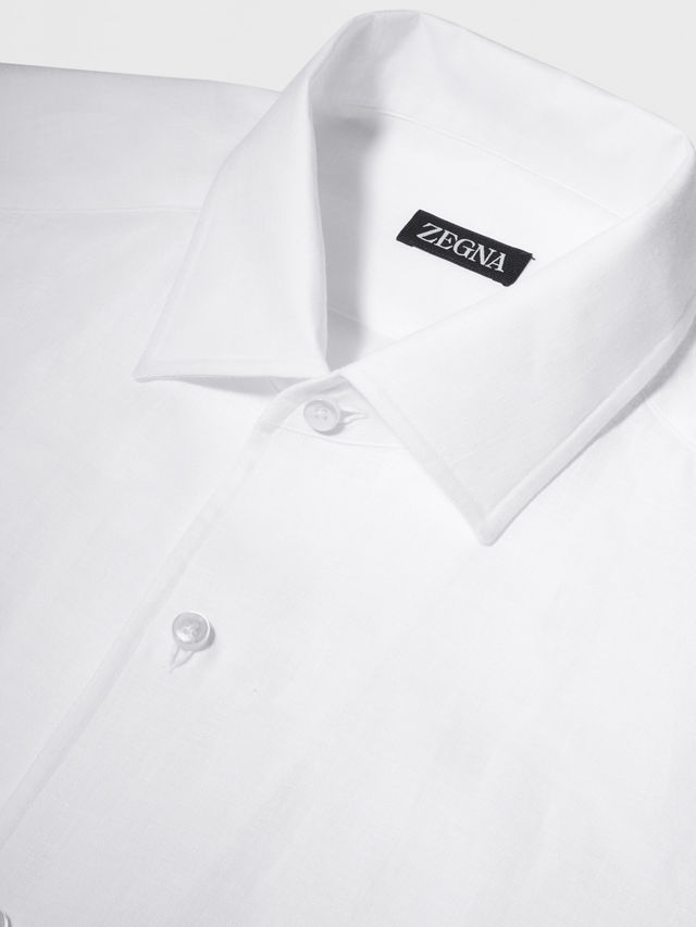 Chemise Manches Longues en Lin Pur Blanc Photo #2 de détail du produit