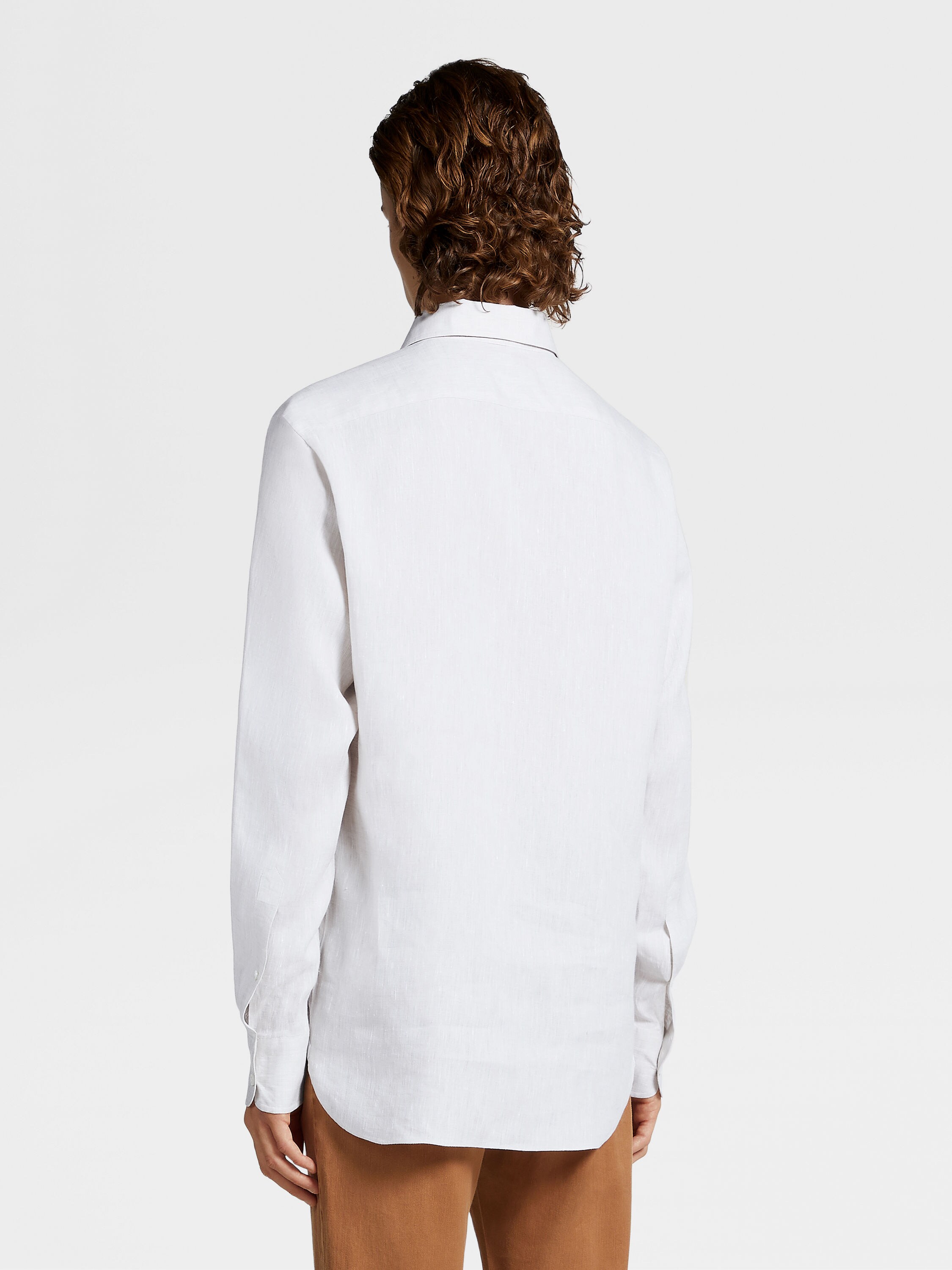 White Pure Linen Long-sleeve Shirt Product detail photo #3