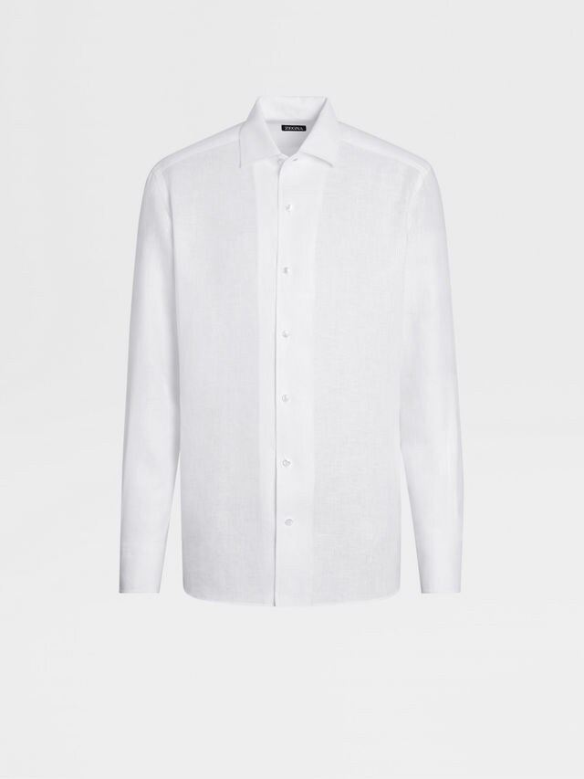 Chemise Manches Longues en Lin Pur Blanc Photo principale du produit