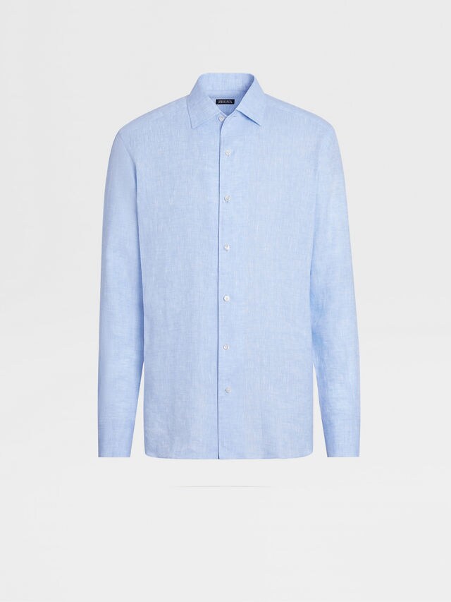 Light Blue Pure Linen Long-sleeve Shirt Main product photo
