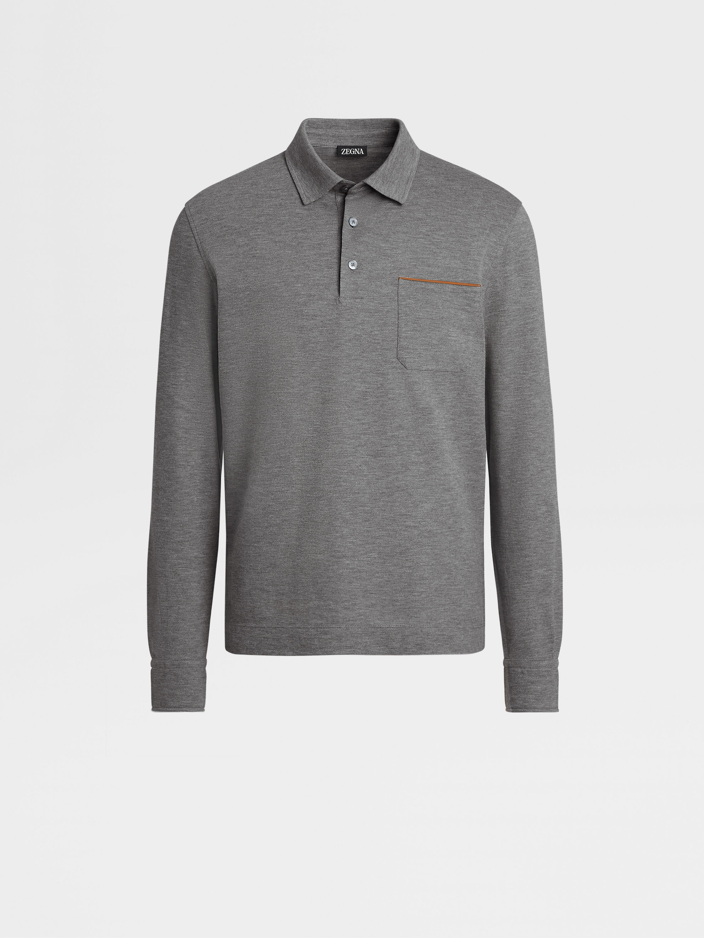 Grey Mélange Cotton Polo Shirt 