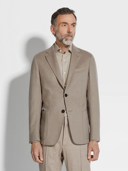 Taupe Oasi Cashmere Jacket FW24 28045233 | Zegna SG Taupe Oasi Cashmere Jacket FW24 28045233 | Zegna SG