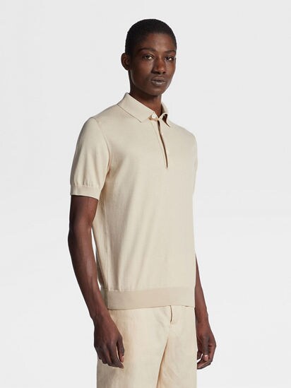 Light Beige Premium Cotton Polo Shirt SS24 27902799 | Zegna LV