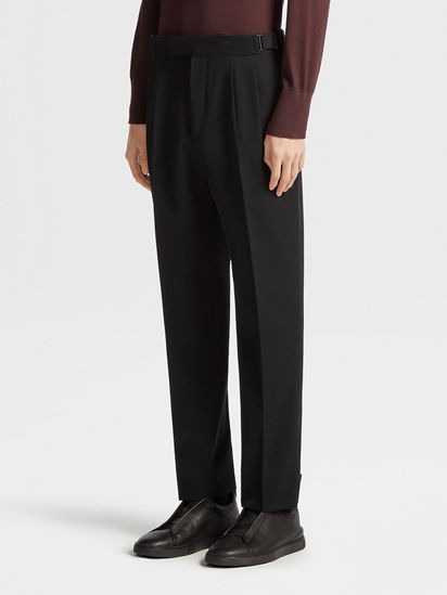 Black Cotton and Wool Pants FW23 28048590