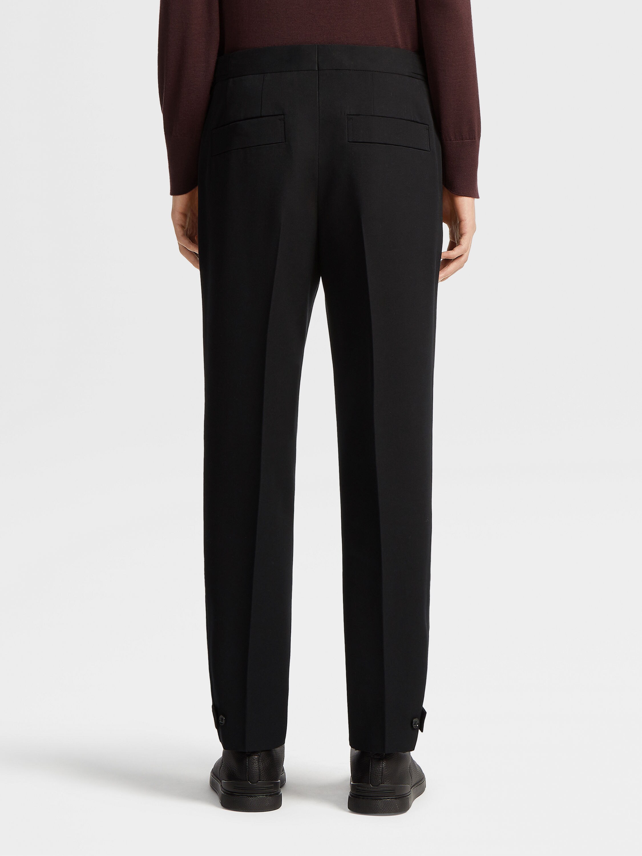 Black Cotton and Wool Pants Product detail photo #2