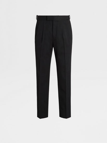 Black Cotton and Wool Pants