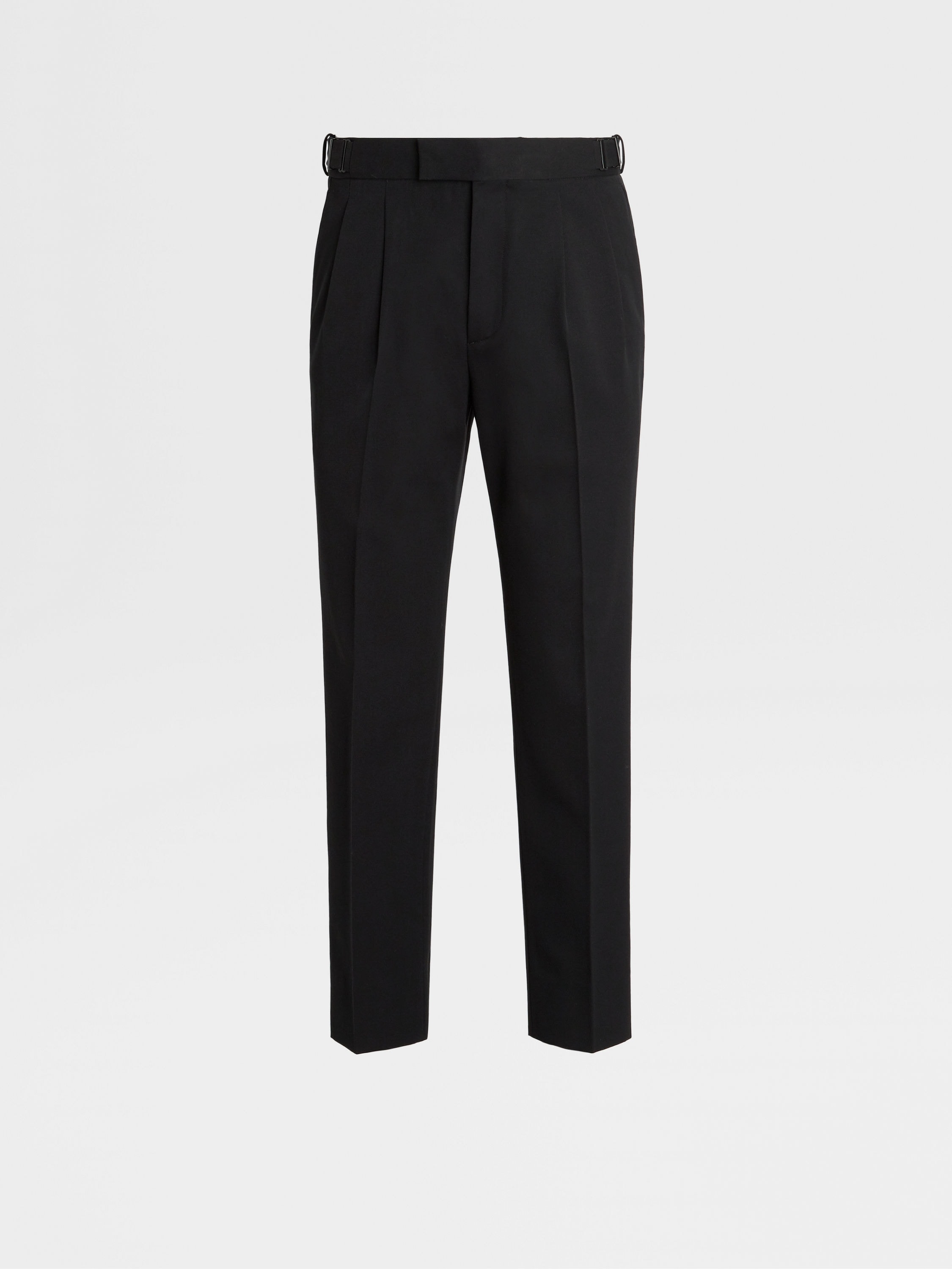 Black Cotton and Wool Pants