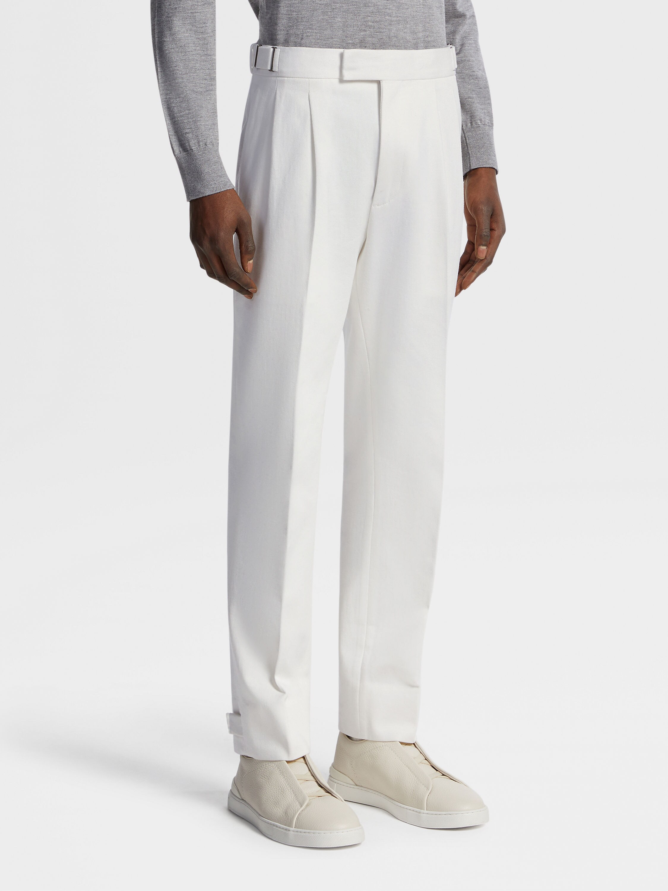 White Cotton and Wool Pants Product detail photo #1