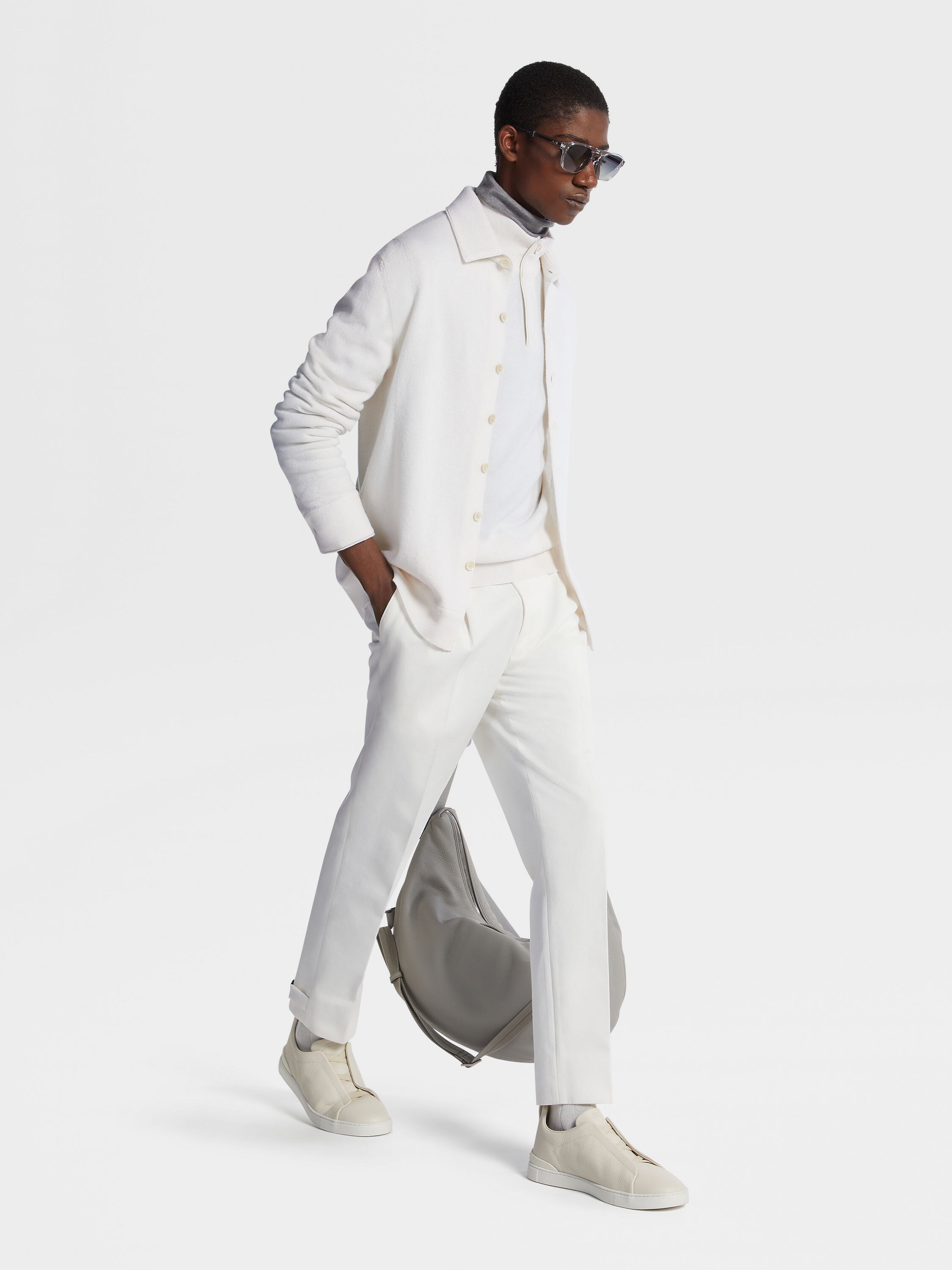 White Cotton and Wool Pants Product detail photo #5