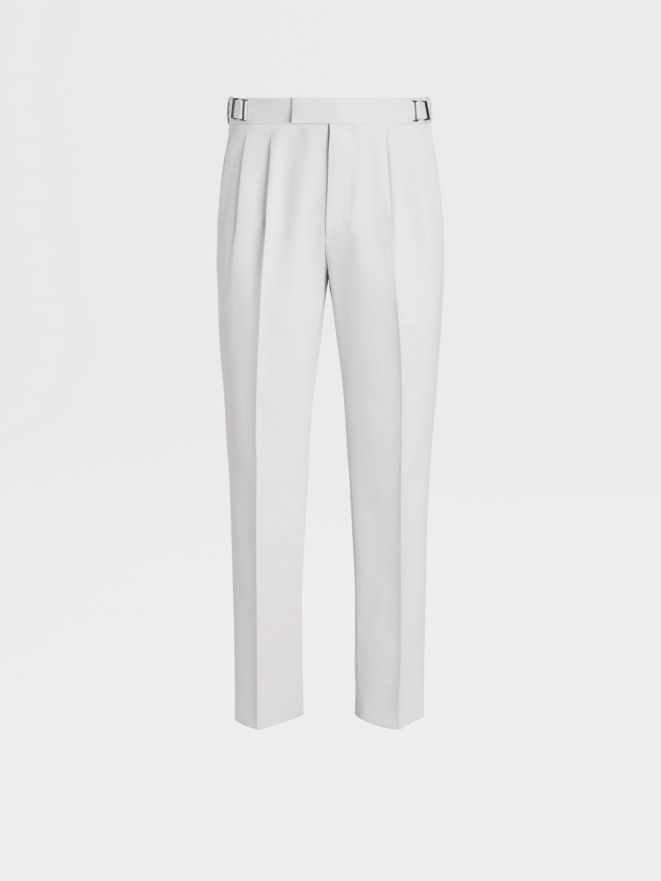 Wool Viscose Faille Morissey Trousers in White