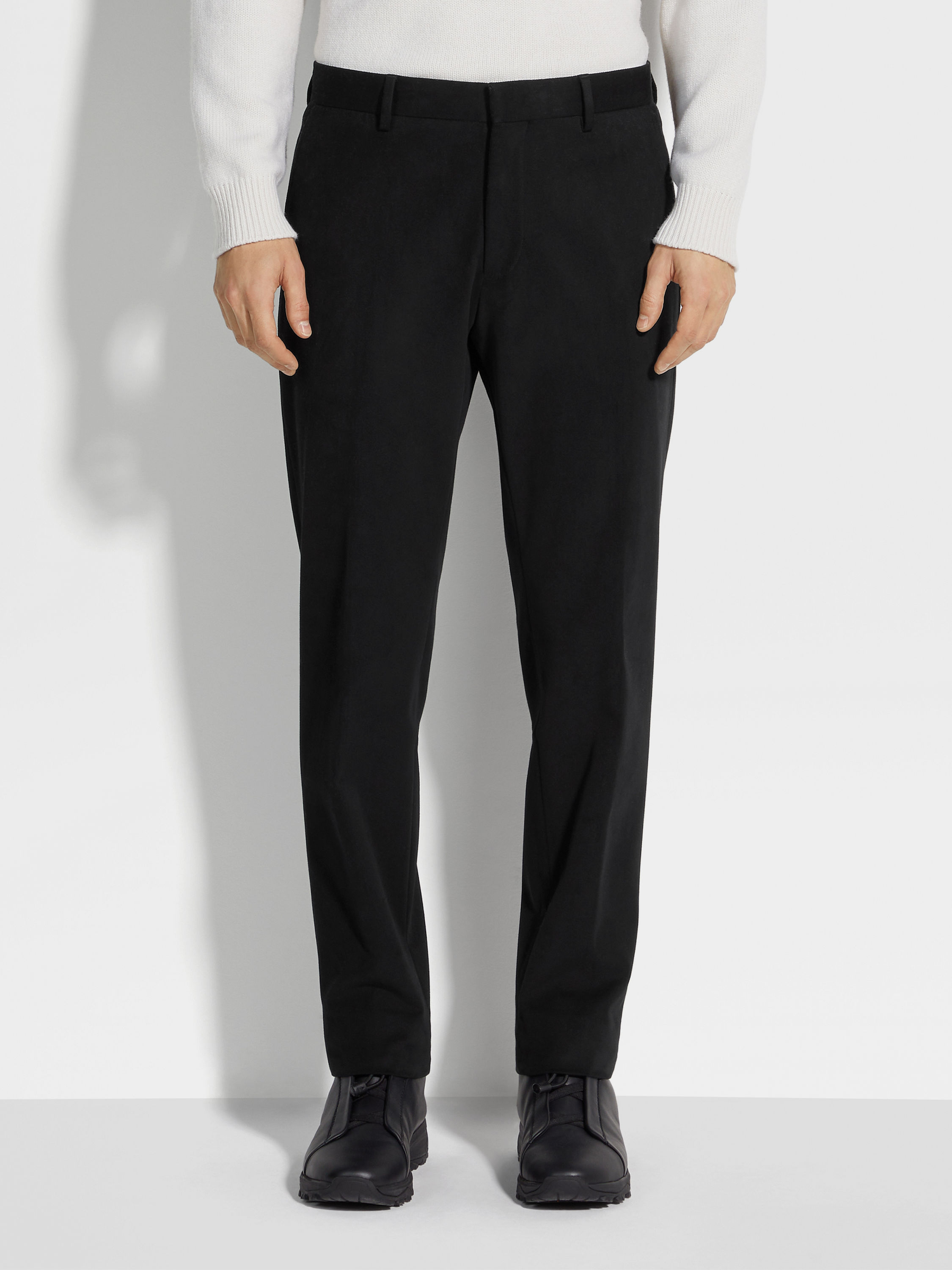 Black Winter Chino Cotton Blend Pants Product detail photo #4