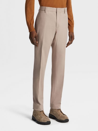 Taupe Regular Fit Five Pocket Travel Pant - MEN Pants