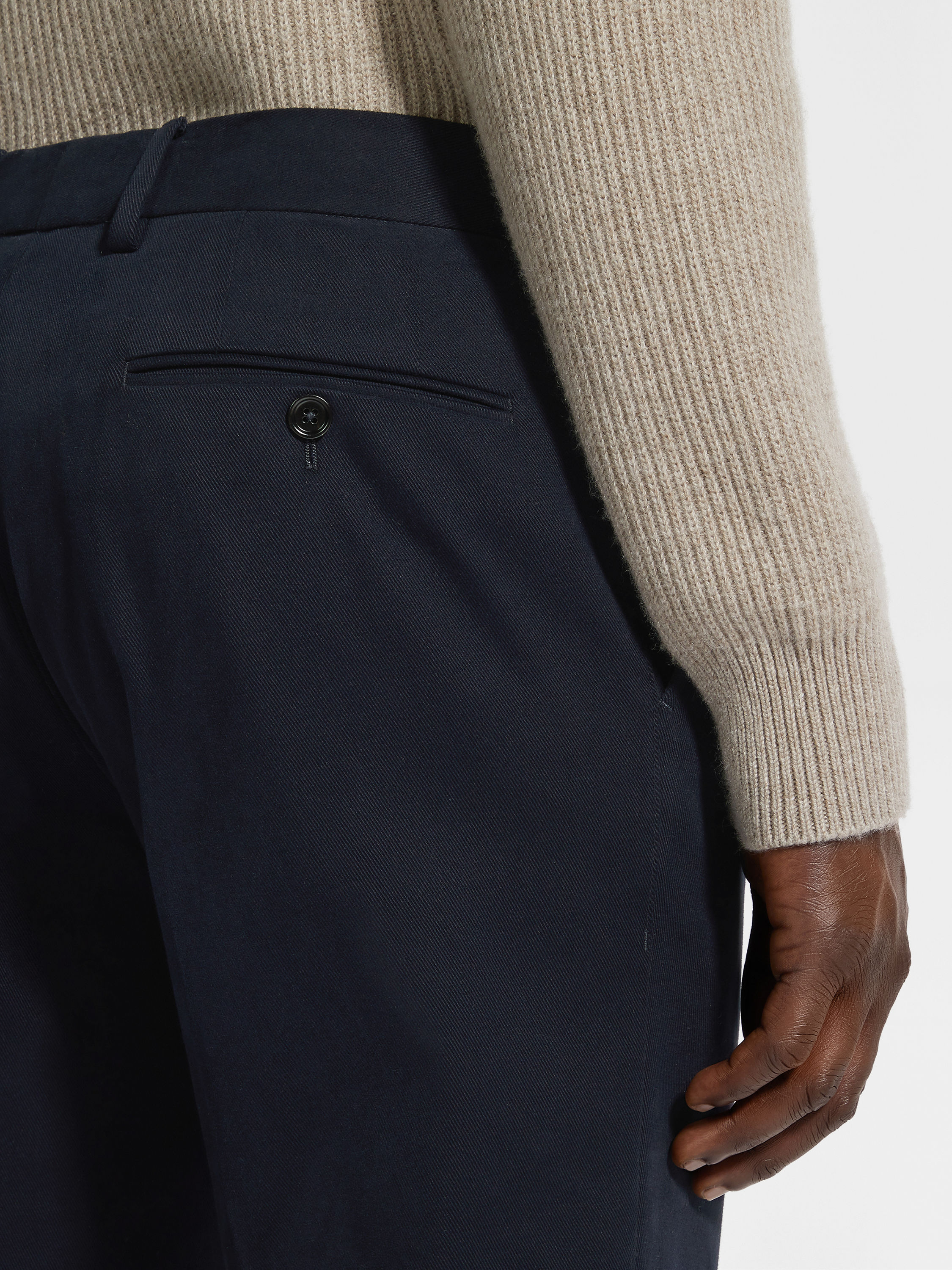 Navy Blue Winter Chino Cotton Blend Pants Product detail photo #1