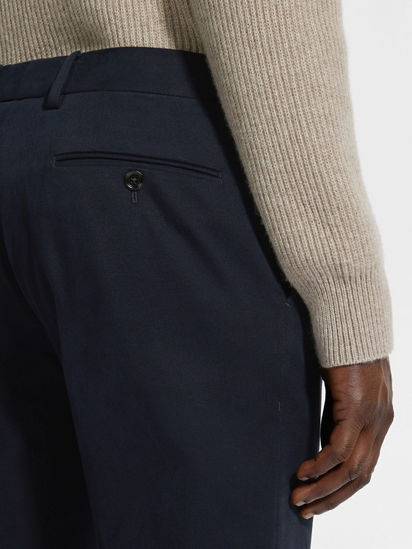 Navy Blue Winter Chino Cotton Blend Pants FW24 28250587 | Zegna LV