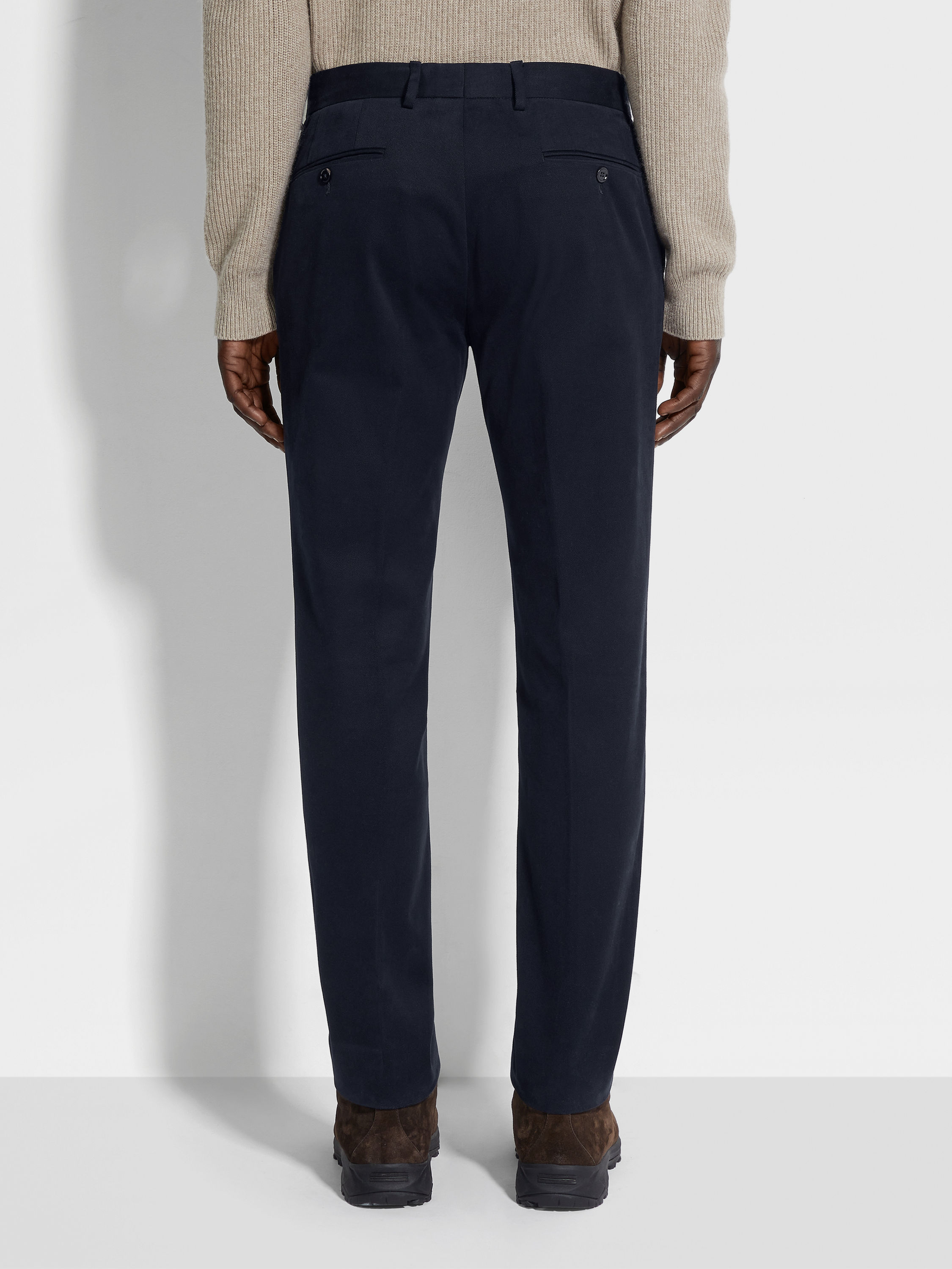 Navy Blue Winter Chino Cotton Blend Pants Product detail photo #5