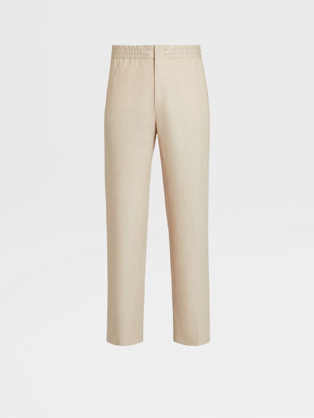 Pantalones Jogger de Lino Color Blanco Marfil Foto principal del producto