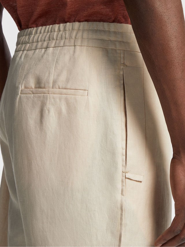 Pantalones Jogger de Lino Color Blanco Marfil Foto #4 de detalle del producto