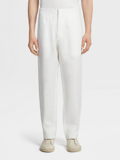 Mens white sale linen jogger pants