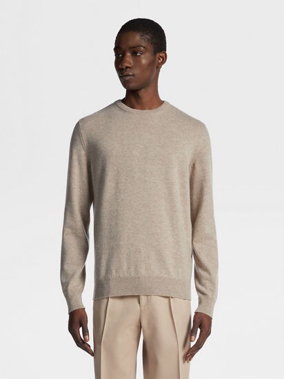 Taupe crew 2024 neck sweater