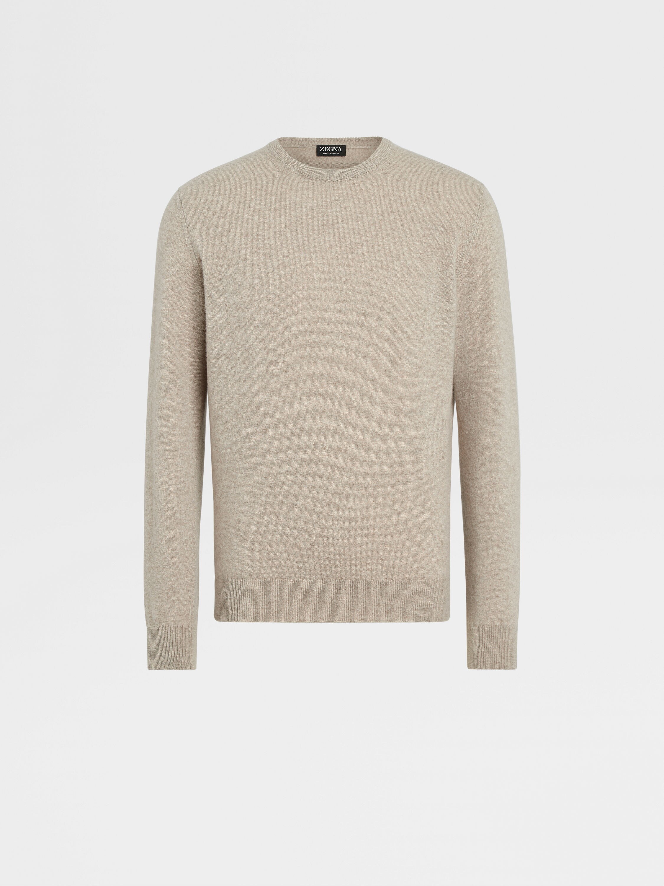 Light Taupe Oasi Cashmere Crewneck FW23 27888187 | Zegna US