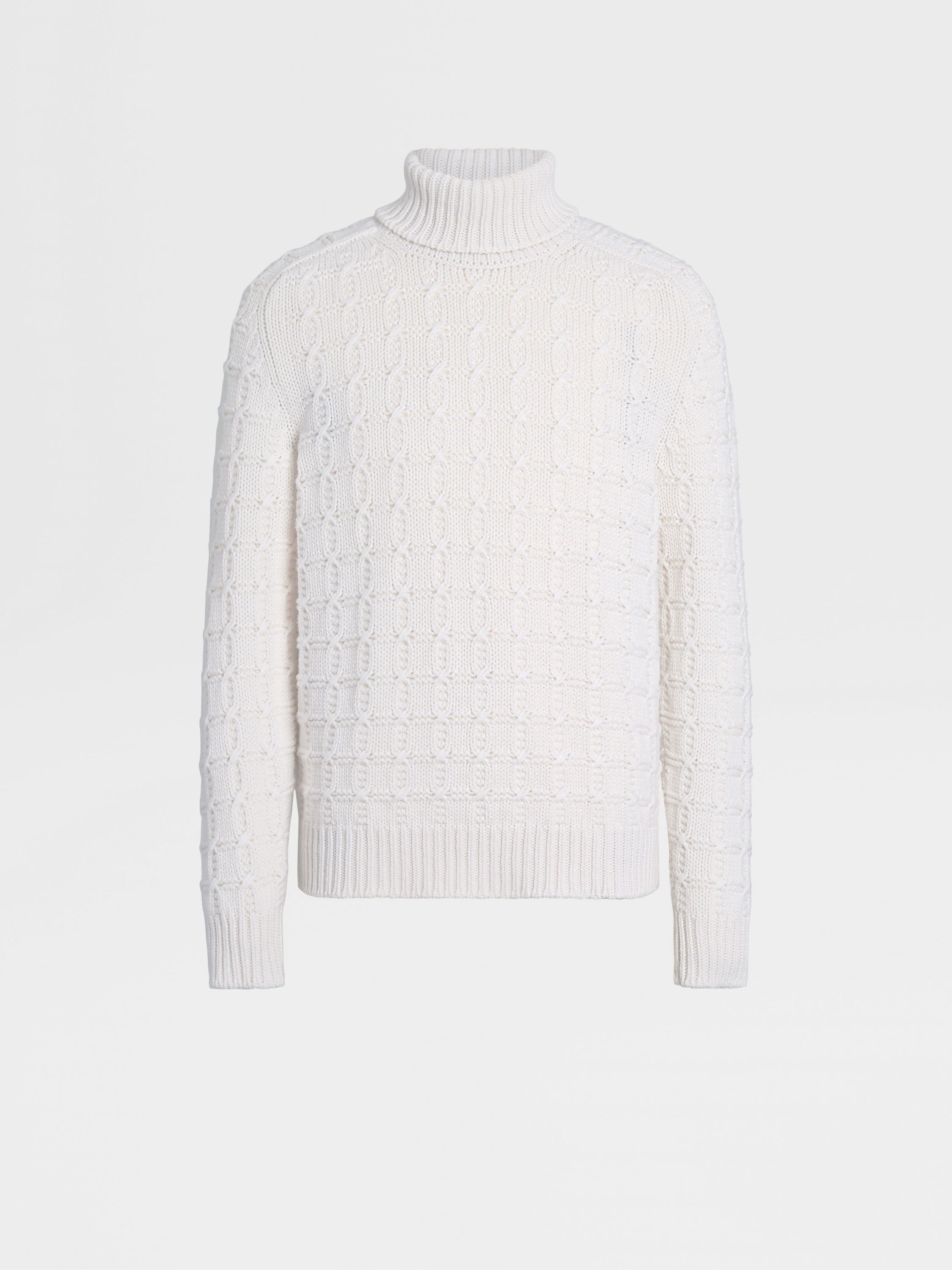 White Mélange Oasi Cashmere Turtleneck FW23 28896433 | Zegna US