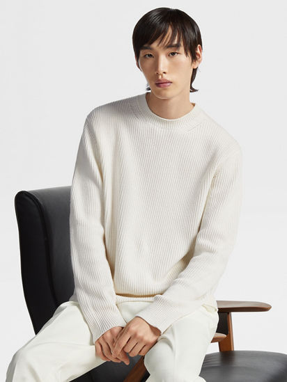 White Mélange Oasi Cashmere Crewneck SS25 28293338 | Zegna US White Mélange Oasi Cashmere Crewneck SS25 28293338 | Zegna US