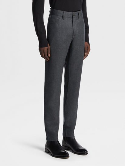 Dark Grey Wool and Cashmere Roccia Pants FW24 28383971