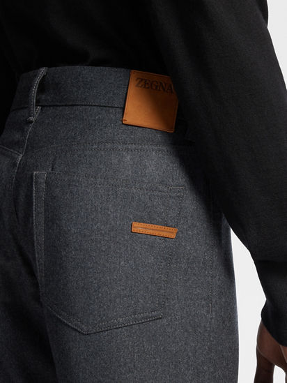 Dark Grey Wool and Cashmere Roccia Pants SS25 28383971