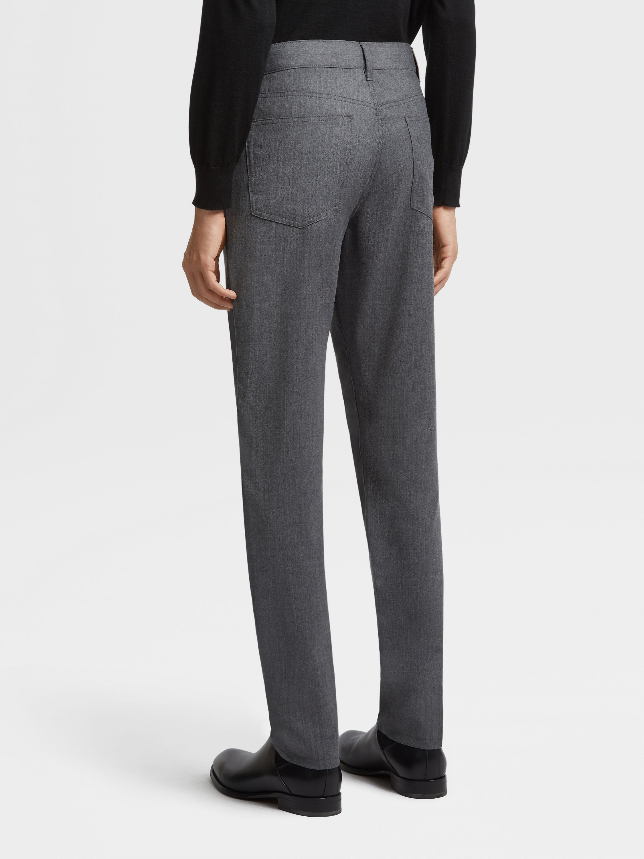 Grey Stone-washed Wool Roccia Pants Product detail photo #2