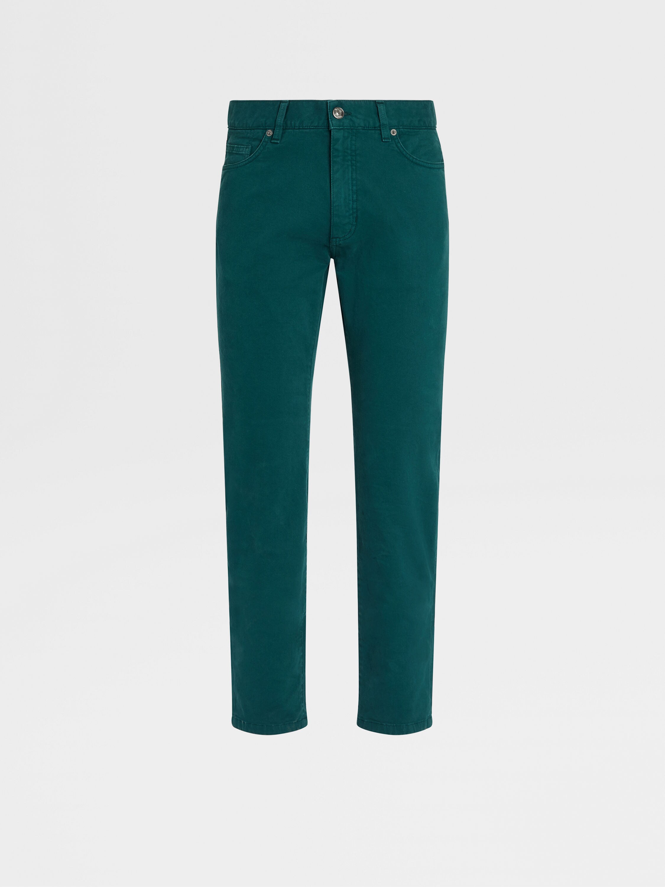 Dark Green Stretch Cotton Roccia Pants