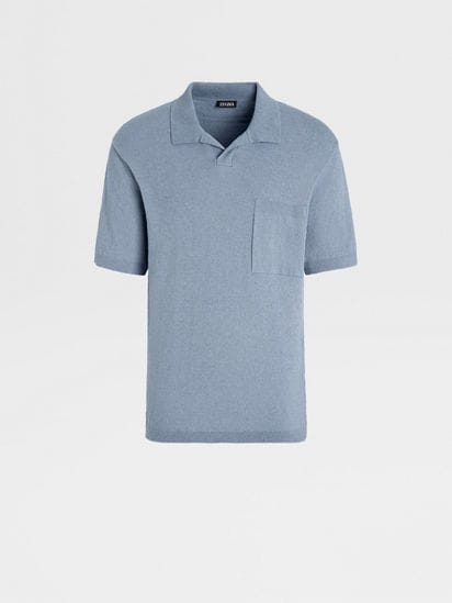 Polo Shirt Zegna Blue FW23 Cotton Avio PL 28040699 | Blend
