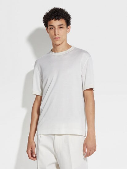 White Zegna Silk T-shirt FW24 30302491 | Zegna US White Zegna Silk T-shirt FW24 30302491 | Zegna US